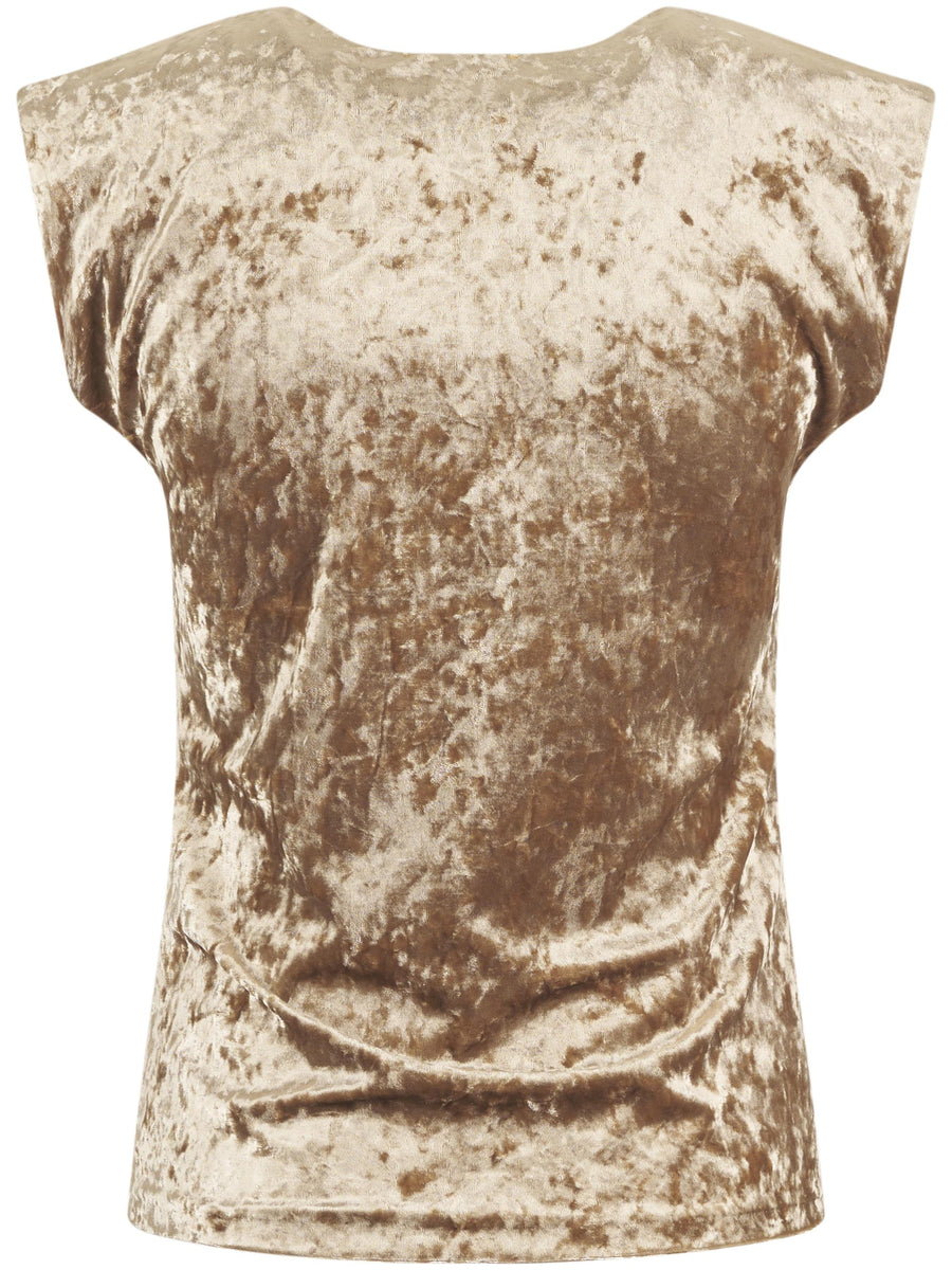 IRIDESCENT STRETCH VELVET SLEEVELESS TOP 14101 F48A1517 FORTE FORTE 