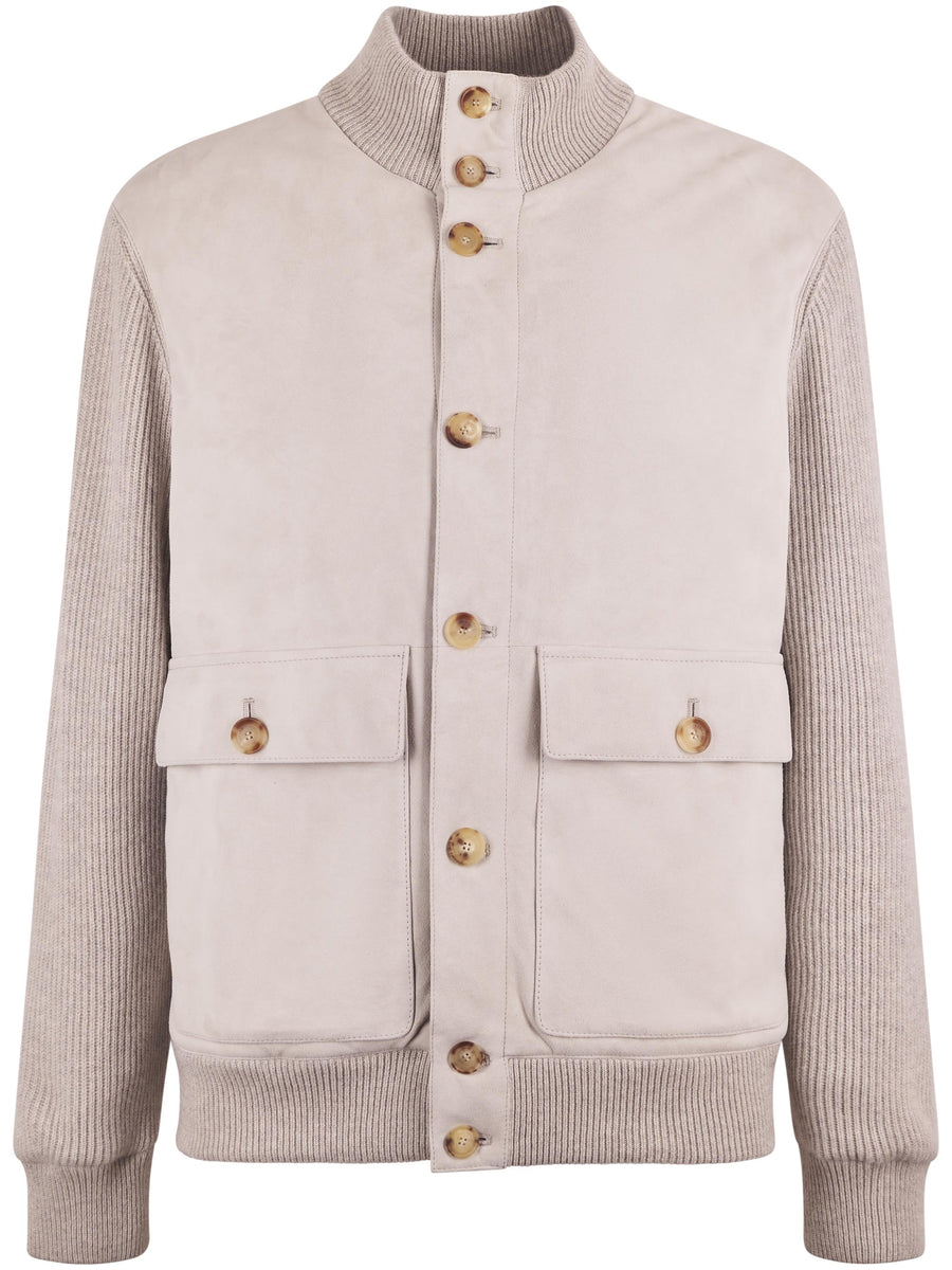 PADDED	LEATHER	JACKET MPCLF1955 CVI78 BRUNELLO CUCINELLI 