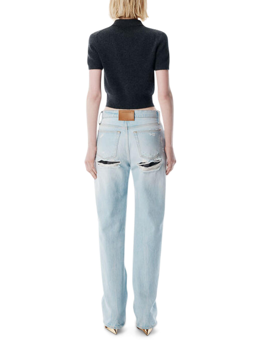 SS POLO CARDIGAN WITH KNIT LOGO PATCH 4KC4251061 001 ALEXANDER WANG 