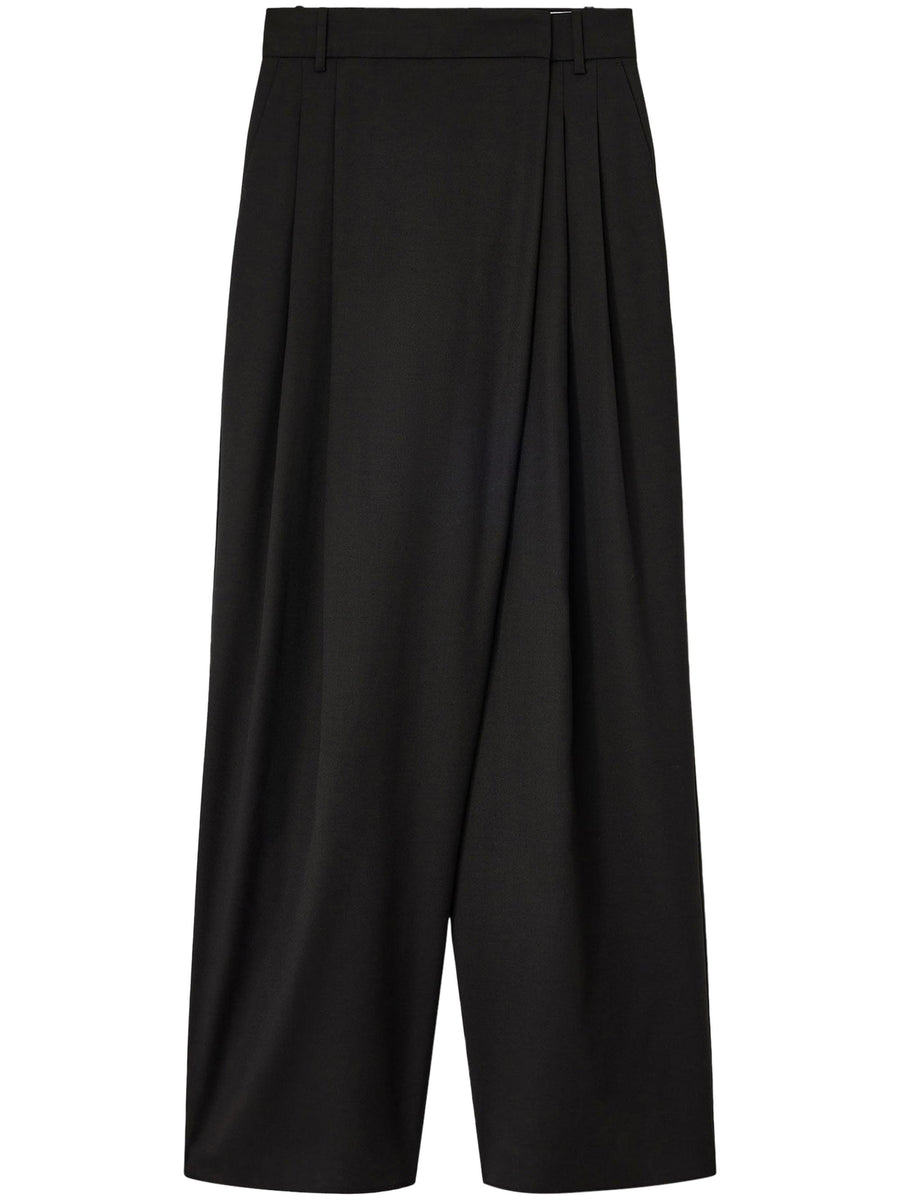 CALENDERED WOOLMID WAIST PANTS W0799 099 GANNI 