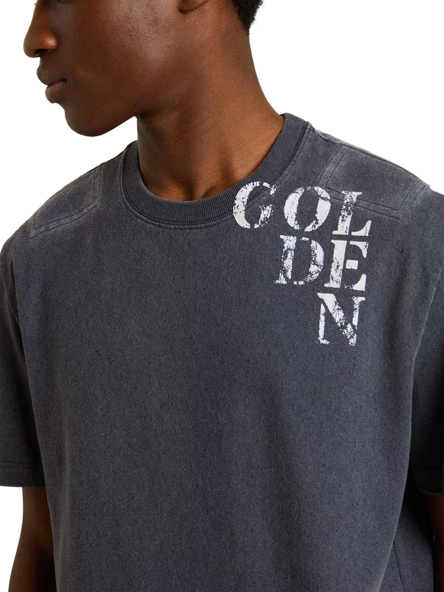 JOURNEY M'S T-SHIRT REGULAR GAUZE COTTON JERSEY PRINTED BASE WITH  FLOC PRINT GMP01220 P00213650100 GOLDEN GOOSE 