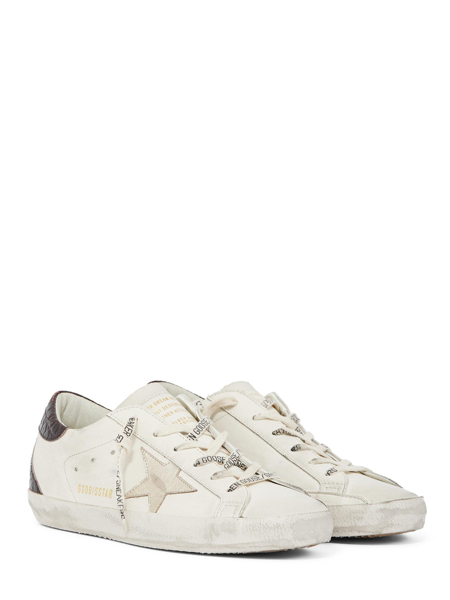 SUPER STAR LEATHER UPPER AND TOE LAMINATED STAR COCCO PRINT HEEL AND SPUR GWF00102 F00750582996 GOLDEN GOOSE 