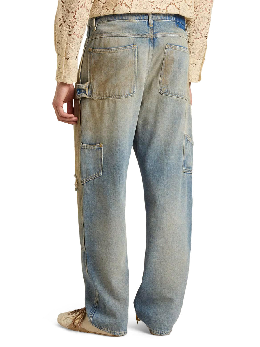 JOURNEY M'S PAINTER PANT MARLEY DESTROYED COTTON DENIM OFFICINA WASH GMP01942 P00208350491 GOLDEN GOOSE 