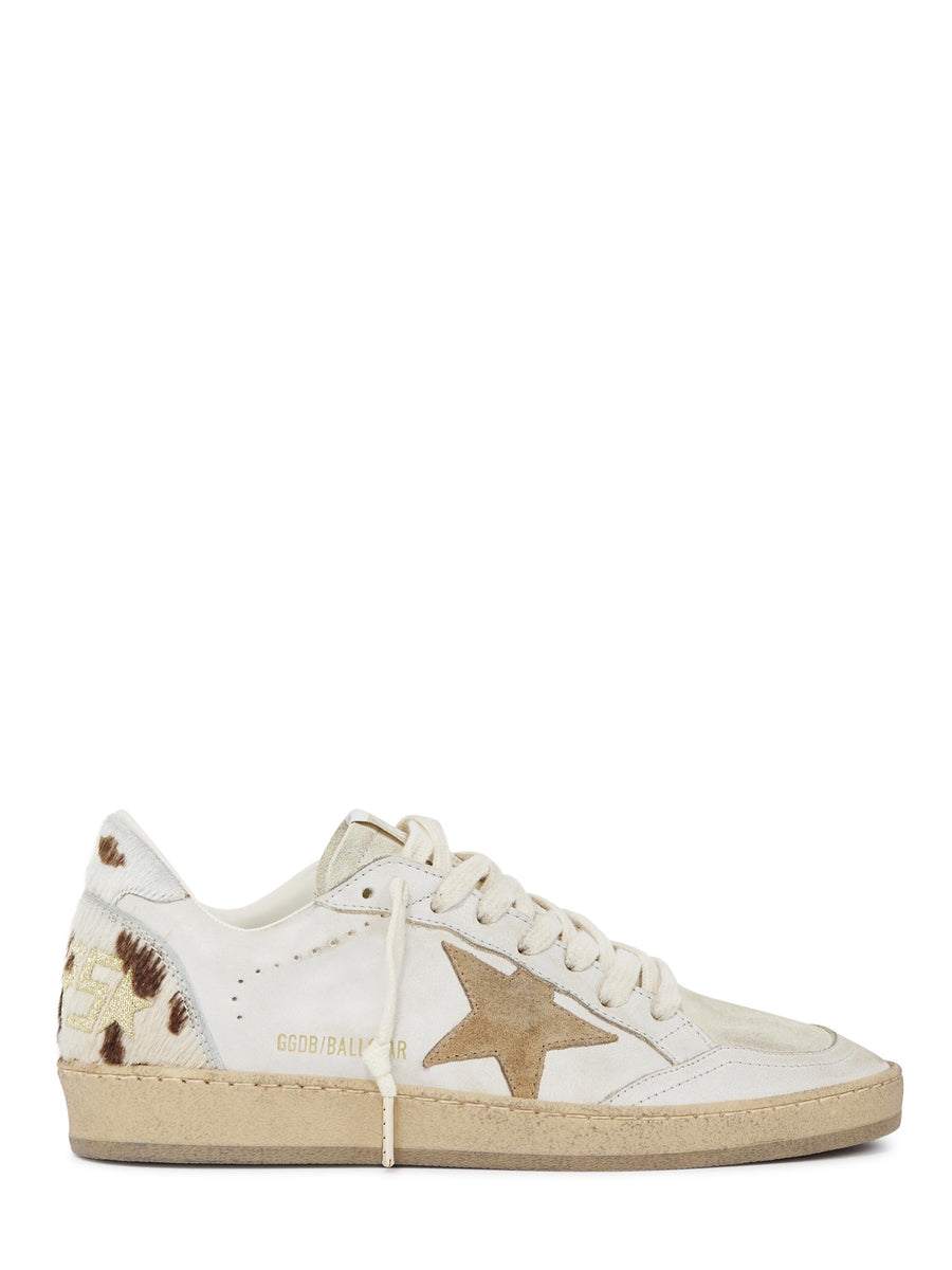 BALLSTAR LEATHER UPPER AND TOE SUED STAR HORSY COW PRINTED HEEL AND SPUR GWF00117 F00756383103 GOLDEN GOOSE 