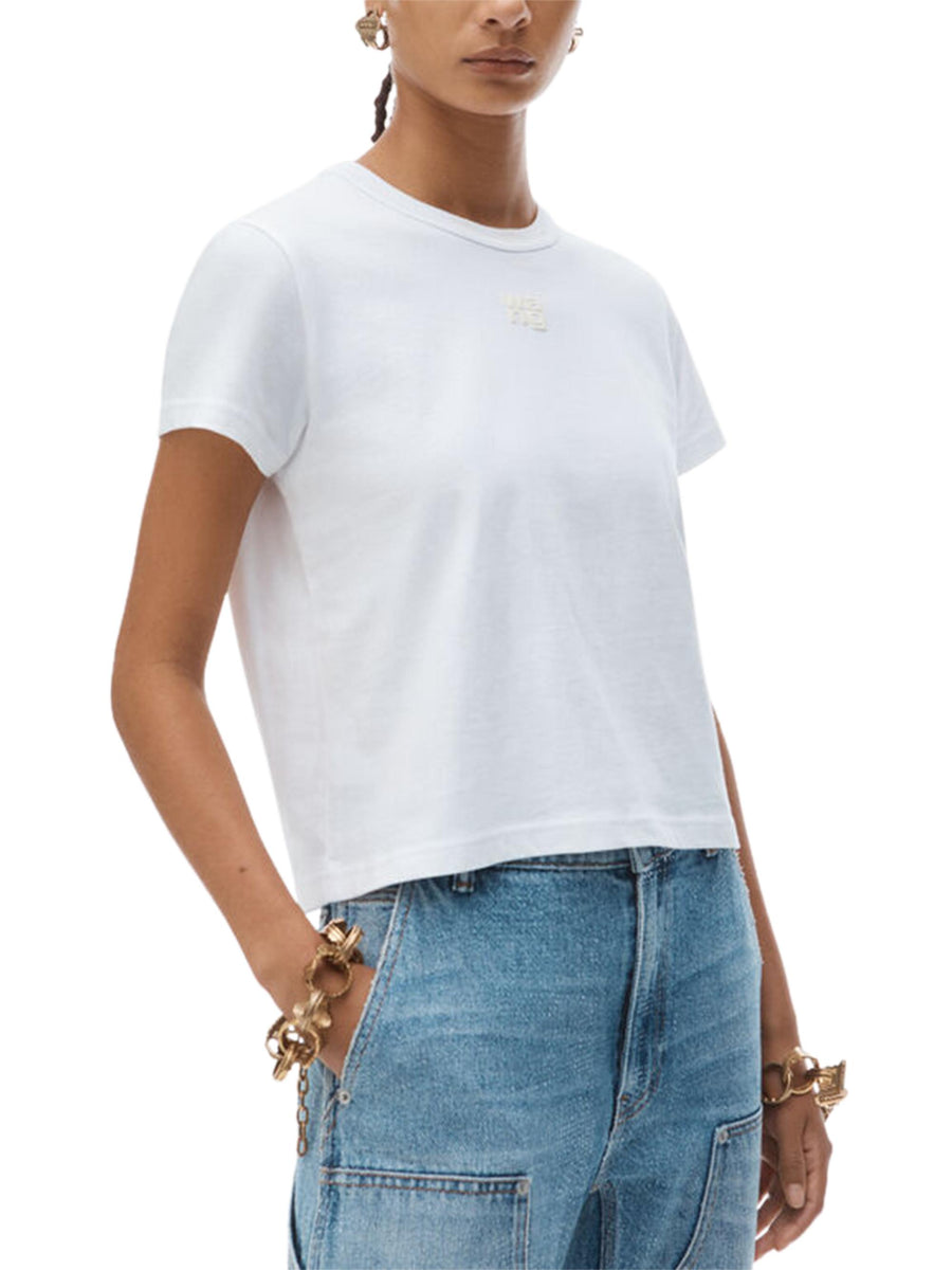ESSENTIAL JSY SHRUNKEN TEE W PUFF LOGO 4CC3241521 100 ALEXANDER WANG 
