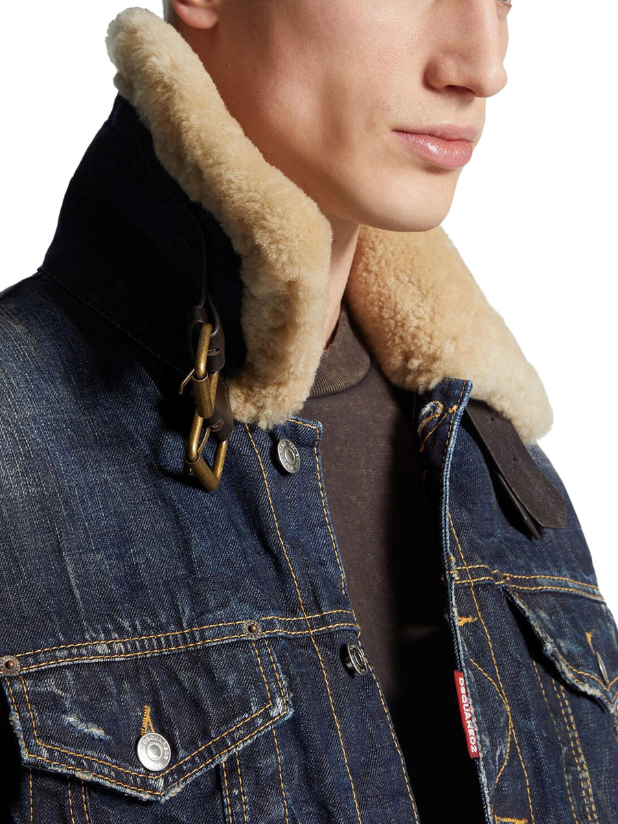 DENIM AVIATOR JACKET S74AM1593 D30011470 DSQUARED2 