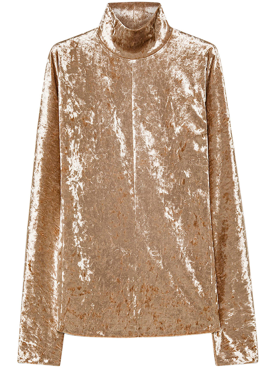 IRIDESCENT STRETCH VELVET TURTLENECK T-SHIRT 14100 F48A1517 FORTE FORTE 