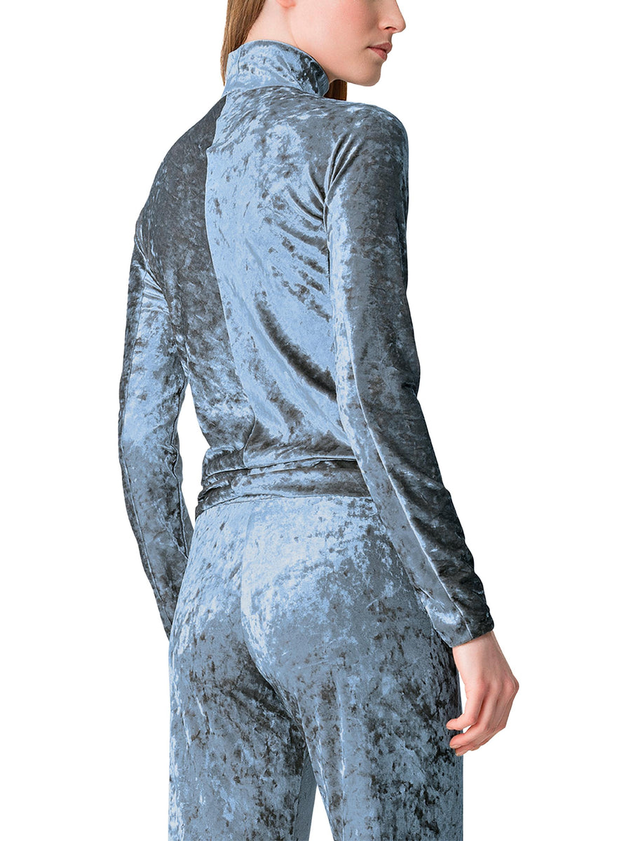 IRIDESCENT STRETCH VELVET TURTLENECK T-SHIRT 14100 F48A7050 FORTE FORTE 