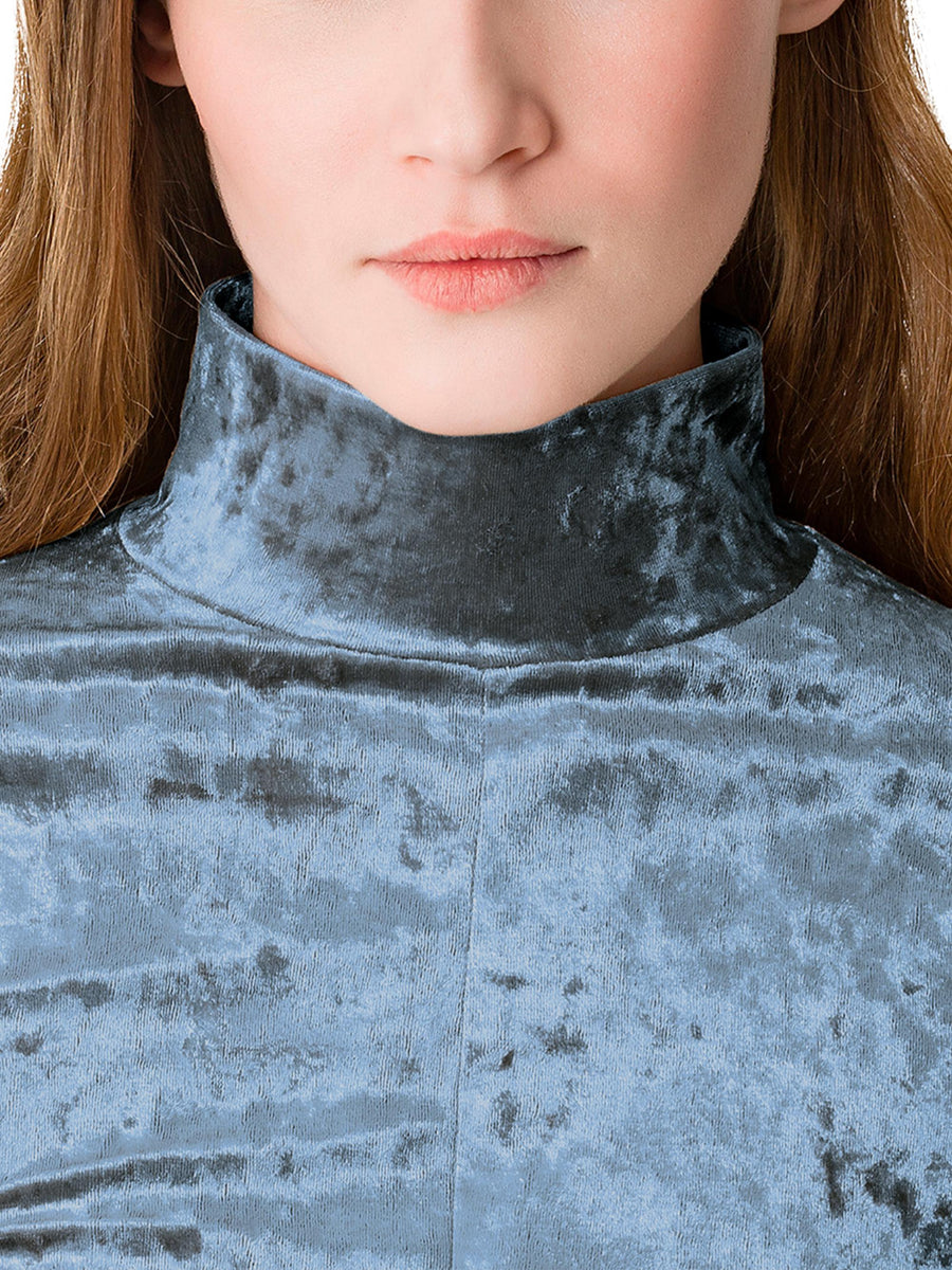 IRIDESCENT STRETCH VELVET TURTLENECK T-SHIRT 14100 F48A7050 FORTE FORTE 