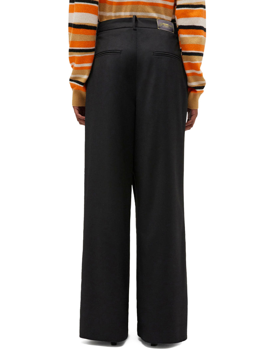 CALENDERED WOOLMID WAIST PANTS W0799 099 GANNI 