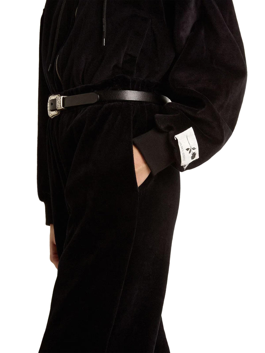 JOURNEY W'S ZIP UP HOODIE CROP BOMBER DOUBLE CHENILLE JERSEY WITH LABEL GWP02327 P00213090100 GOLDEN GOOSE 