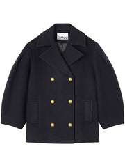 Peacoat Wool Midi Coat W0803 683 GANNI 
