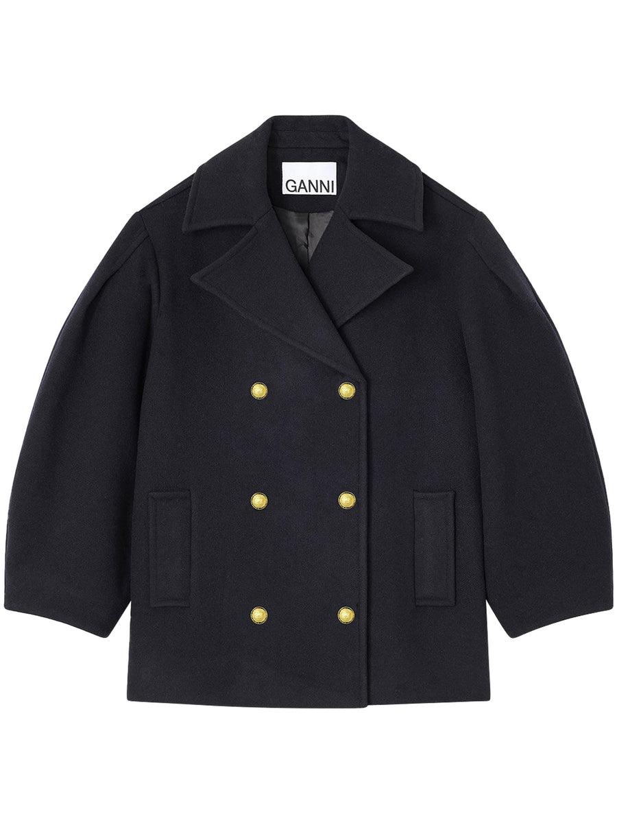 Peacoat Wool Midi Coat W0803 683 GANNI 
