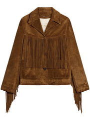 JOURNEY W'S JACKET WITH FRINGES IN WAXED CALF LEATHER GWP02368 P00216055678 GOLDEN GOOSE 