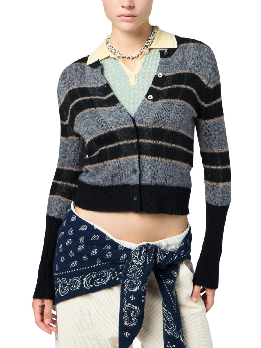 SHADOW PLAID CARDIGAN W33712DM BLKCO GUEST IN RESIDENCE 