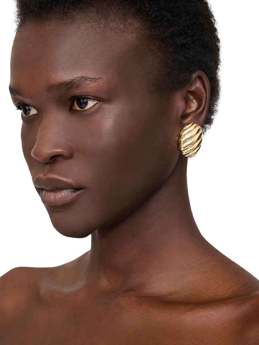 RIBBED OVAL EARRINGS A1511058 GLD1 ANINE BING 