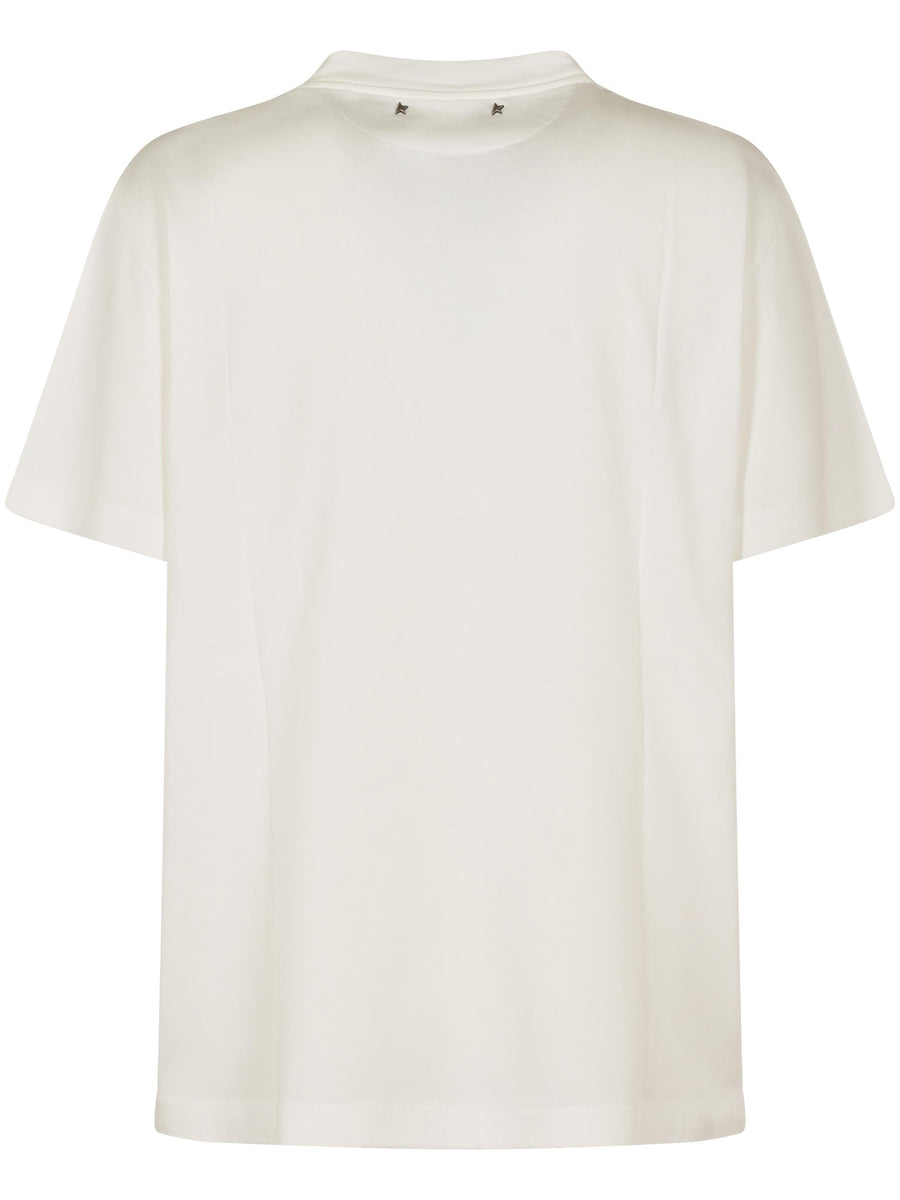 GOLDEN W'S REGULAR T-SHIRT DISTRESSED COTTON JERSEY WITH EMBROIDERY GWP01220 P00067310363 GOLDEN GOOSE 