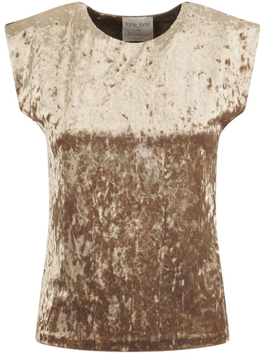 IRIDESCENT STRETCH VELVET SLEEVELESS TOP 14101 F48A1517 FORTE FORTE 