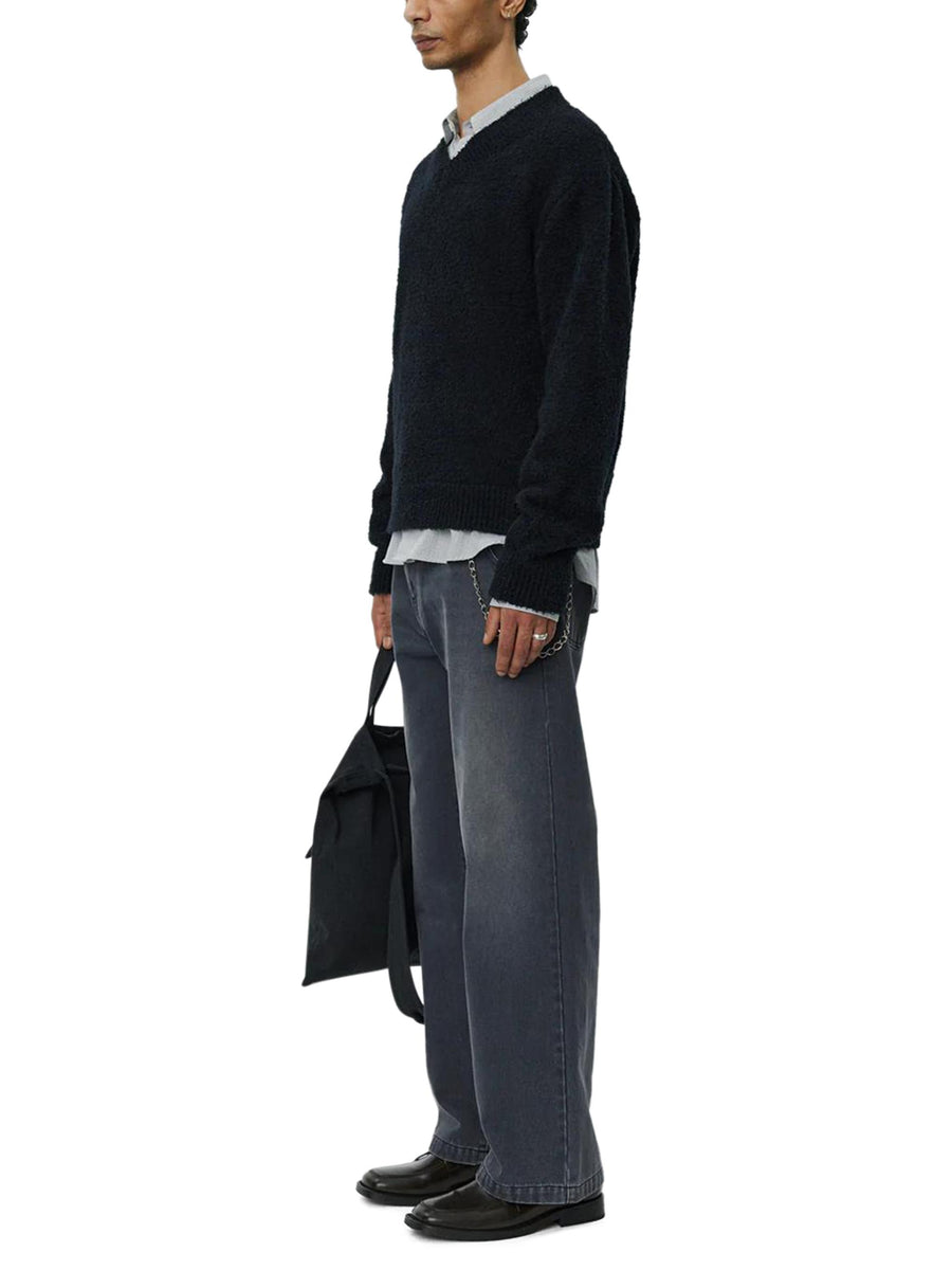 V NECK SWEATER M325067 FURRY BLACK MFPEN 