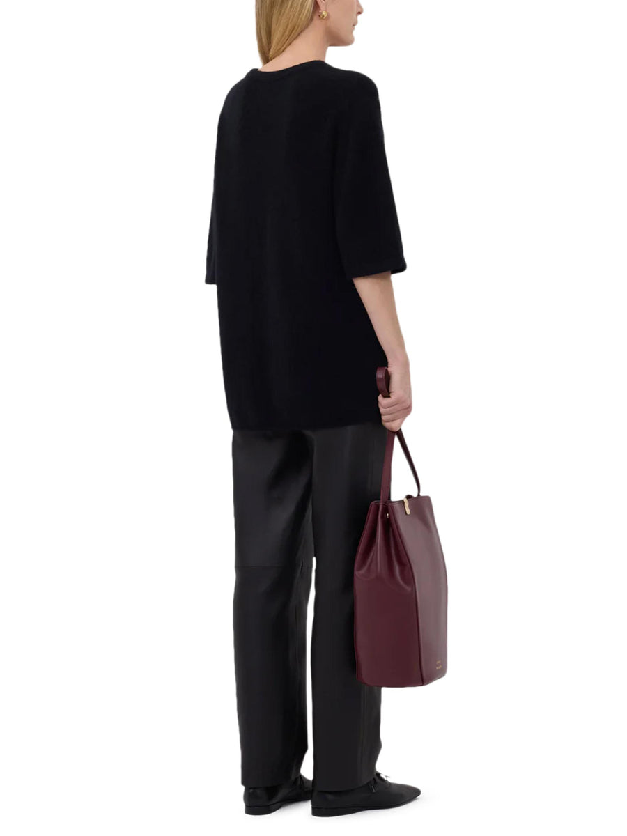 RAVEN SHORT SLEEVE SWEATER RAVEN BLACK LOULOU STUDIO 