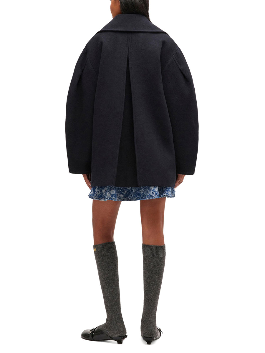 Peacoat Wool Midi Coat W0803 683 GANNI 