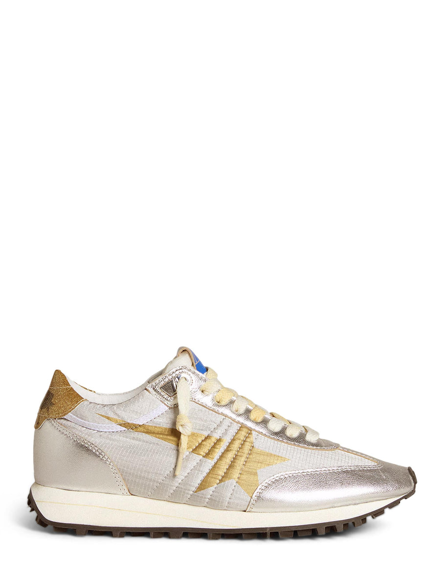 RUNNING MARATHON NYLON UPPER LAMINETED TOE AND SPUR PRINTED STAR GLITTER HEEL GWF00683 F00549070138 GOLDEN GOOSE 