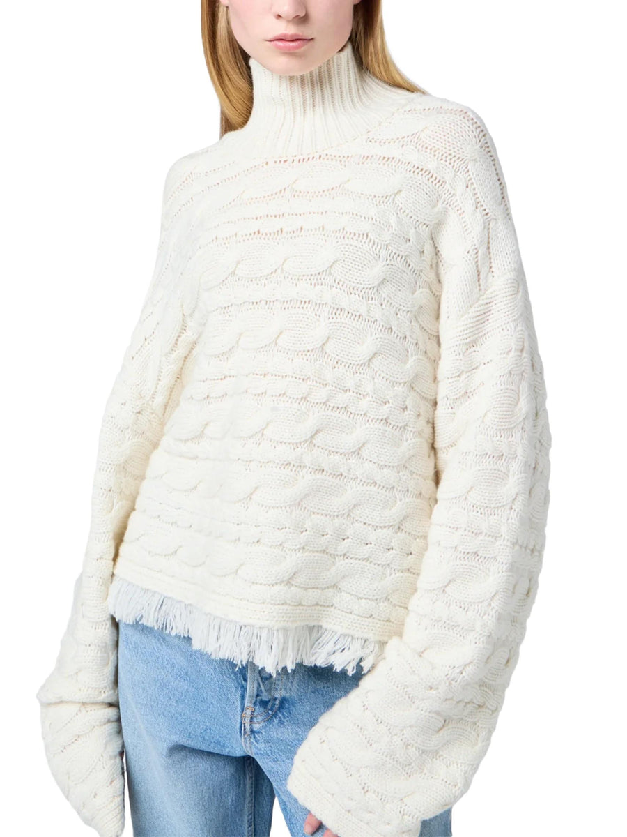 CROPPED CABLE TURTLENECK W34219CH CRE GUEST IN RESIDENCE 
