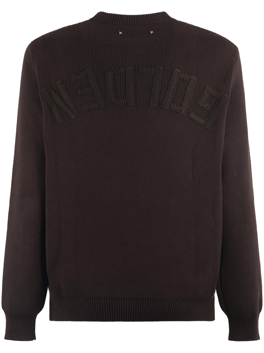 JOURNEY M'S KNIT REGULAR CREW NECK ORGANIC COTTON WITH LOGO GMP00841 P00211290111 GOLDEN GOOSE 
