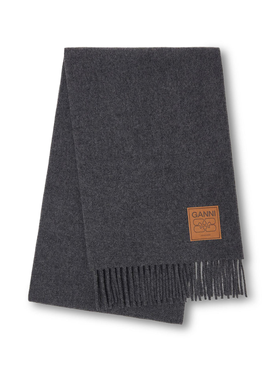Double Face Wool Solid Scarf A6932 921 GANNI 