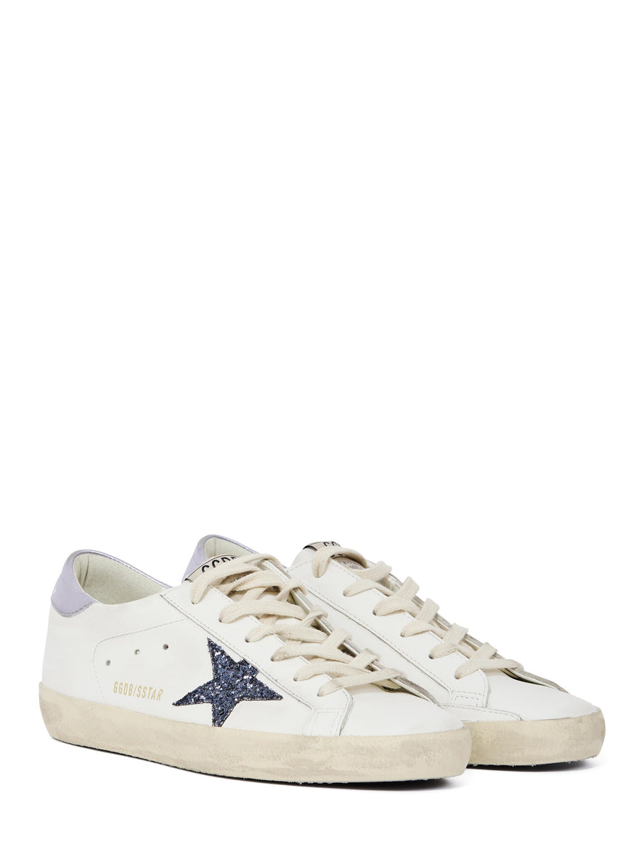 SUPER STAR LEATHER UPPER AND TOE GLITTER STAR LAMINATED HEEL GWF00101 F00753912282 GOLDEN GOOSE 