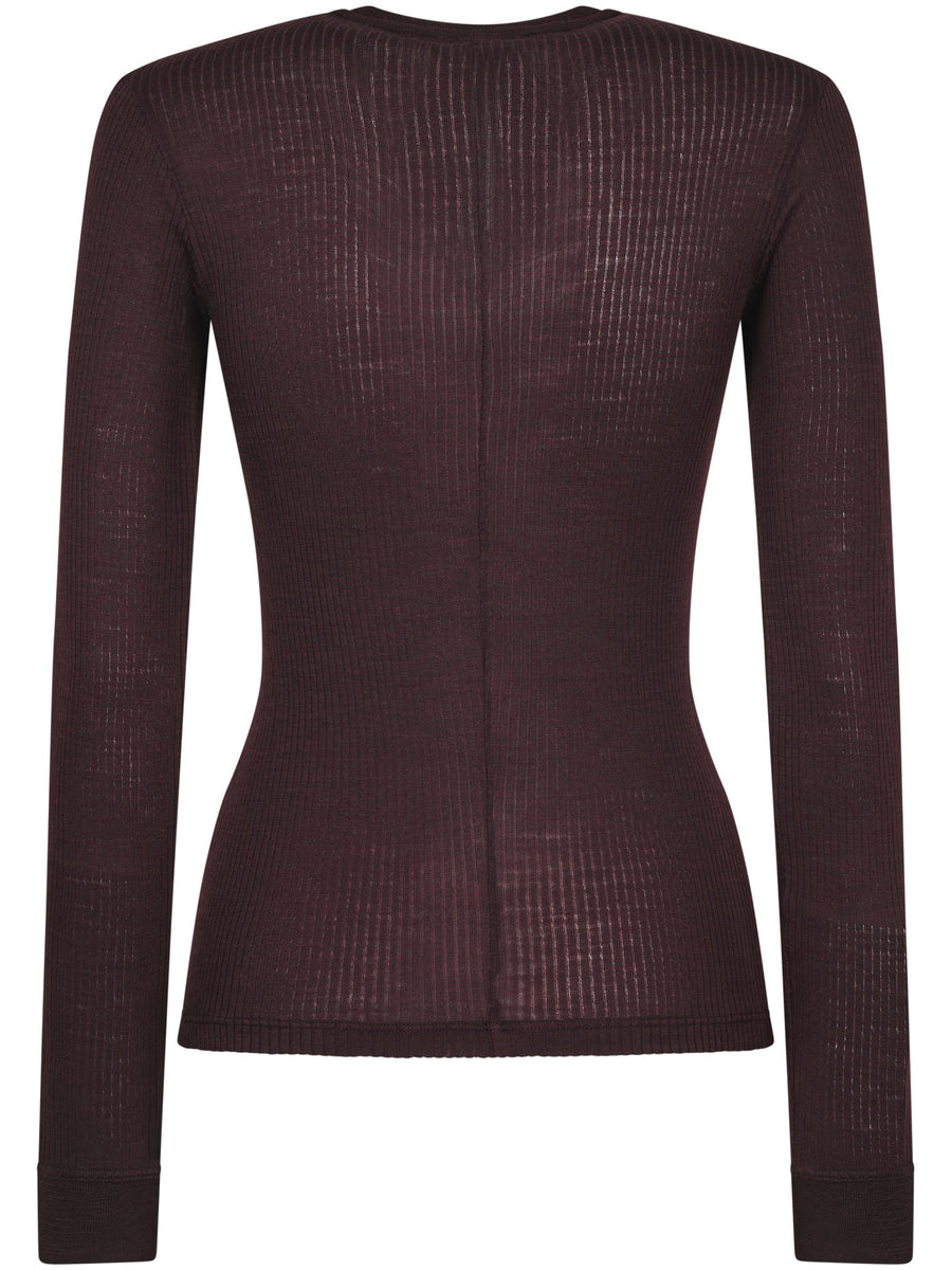 WOOL RIBBED JERSEY ROUNDNECK T-SHIRT 14426 F48M2507 FORTE FORTE 