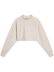 JOURNEY W'S CROPPED CREW NECK SWEATSHIRT OVERPRINTED COTTON FLEECE VINTAGE TREATMENT WITH STONES GWP02203 P00212211616 GOLDEN GOOSE 