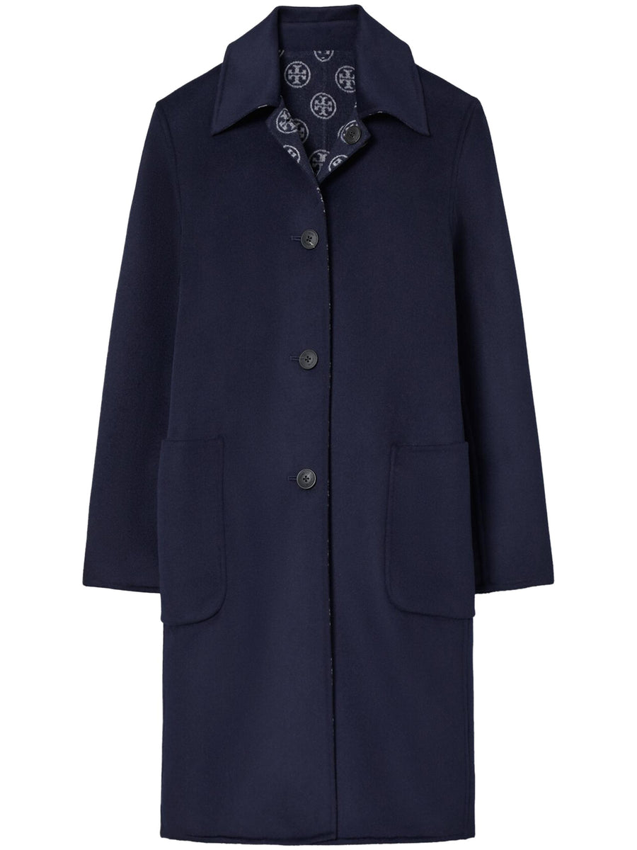 Jacquard T-Mongram Wool Coat 176455 437 TORY BURCH 