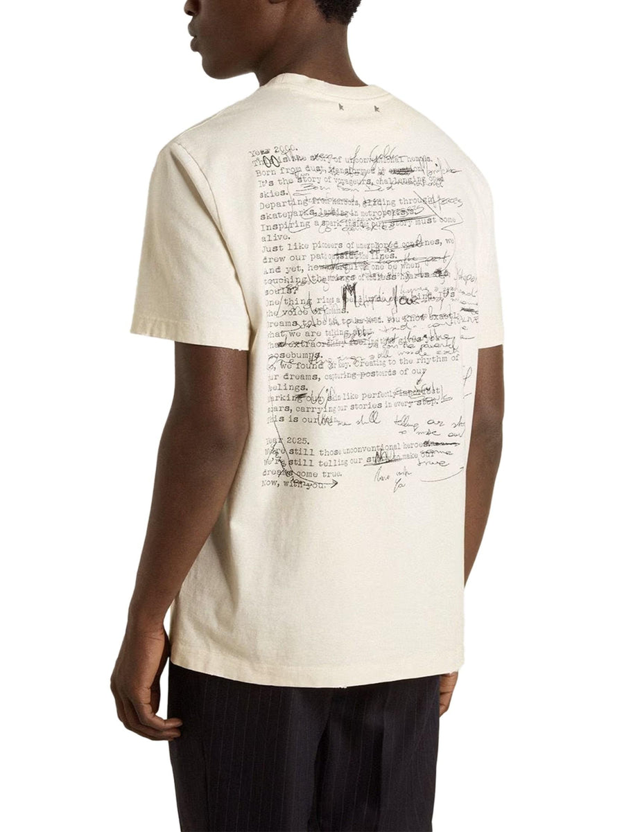 JOURNEY M'S T-SHIRT REGULAR GAUZE COTTON JERSEY VINTAGE TREATMENT WITH PRINT GMP01220 P00214082432 GOLDEN GOOSE 