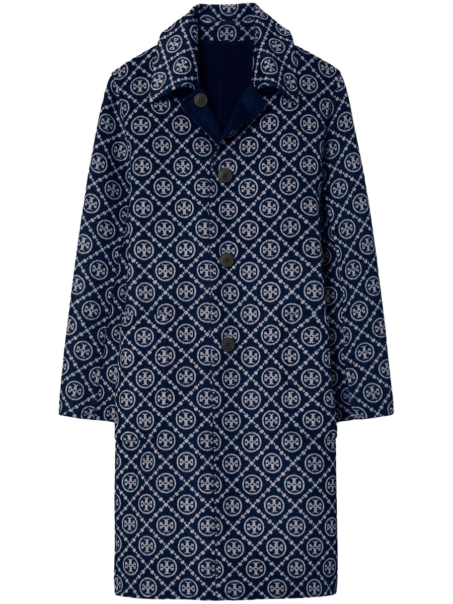 Jacquard T-Mongram Wool Coat 176455 437 TORY BURCH 