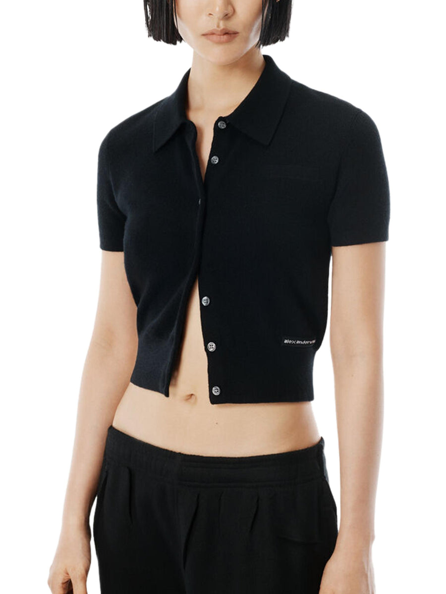 SS POLO CARDIGAN WITH KNIT LOGO PATCH 4KC4251061 001 ALEXANDER WANG 