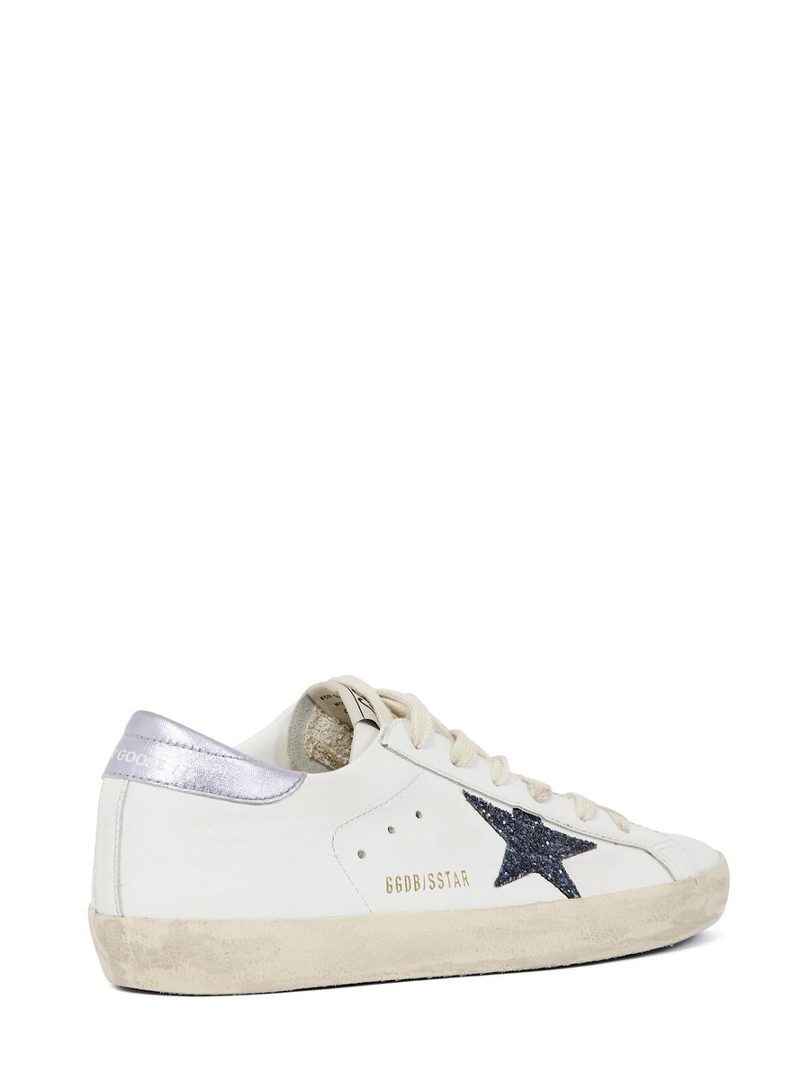 SUPER STAR LEATHER UPPER AND TOE GLITTER STAR LAMINATED HEEL GWF00101 F00753912282 GOLDEN GOOSE 
