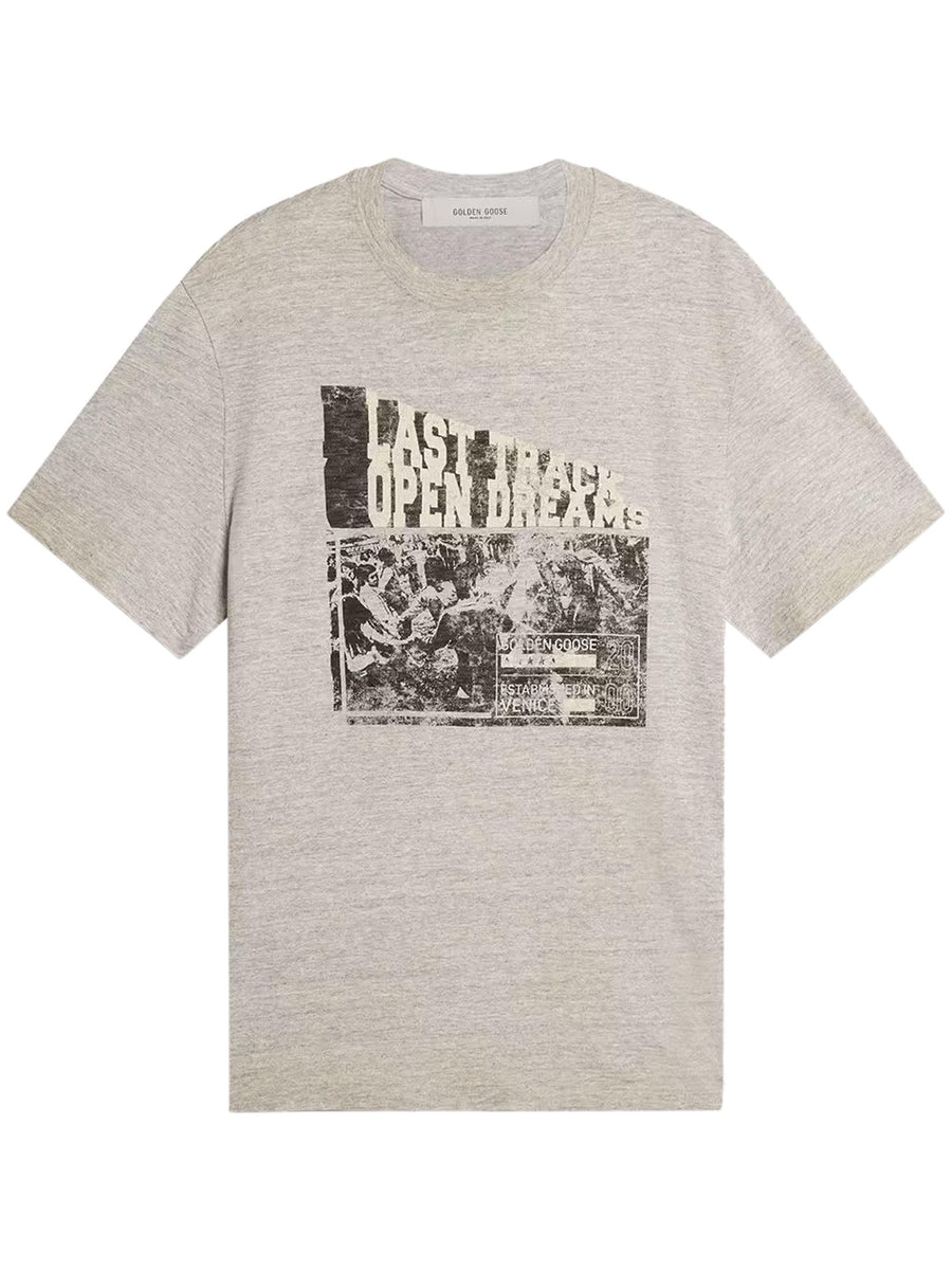 JOURNEY M'S T-SHIRT REGULAR SLUB JERSEY VINTAGE TREATMENT WITH PRINT GMP01220 P00214560255 GOLDEN GOOSE 