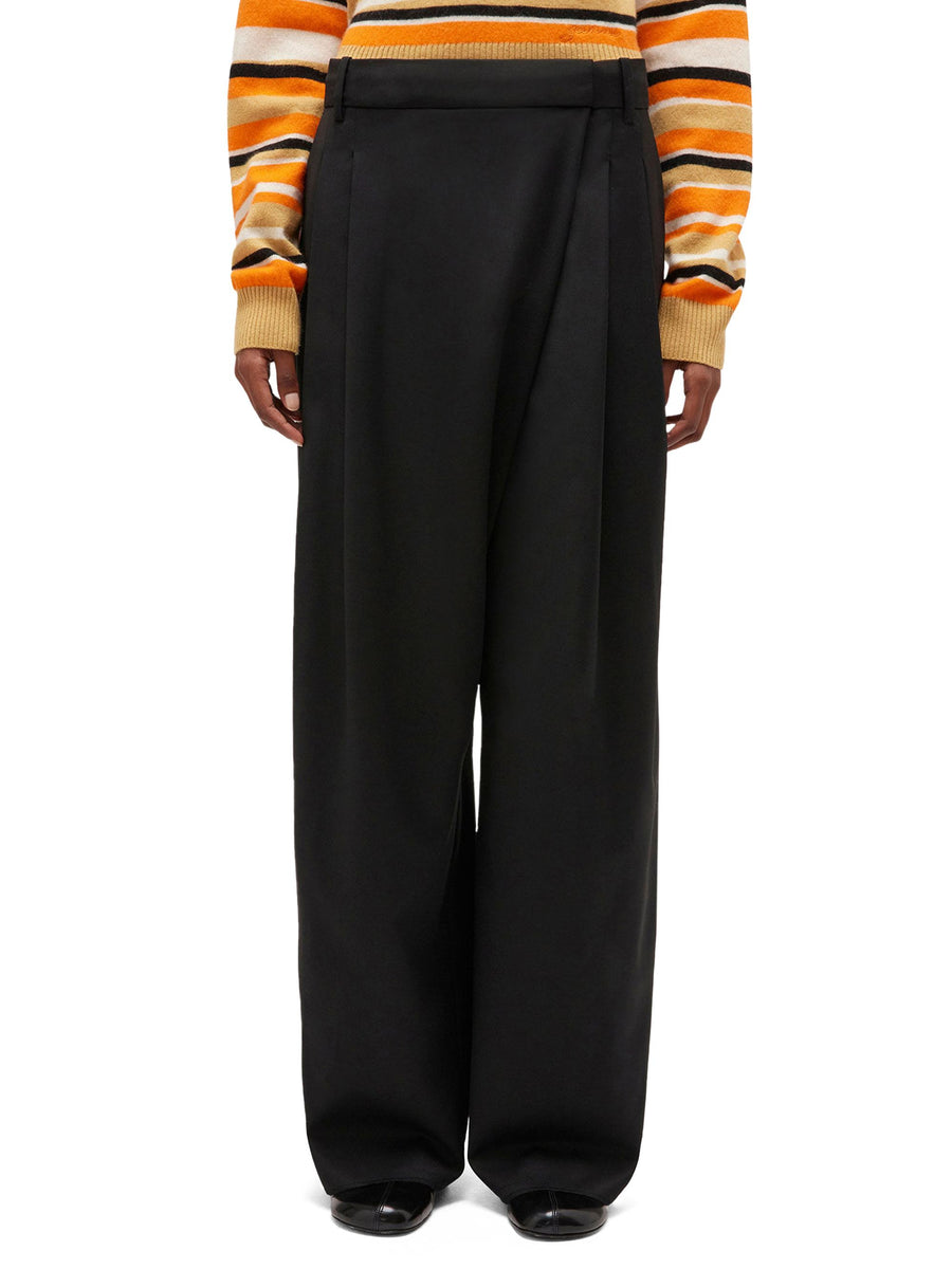 CALENDERED WOOLMID WAIST PANTS W0799 099 GANNI 