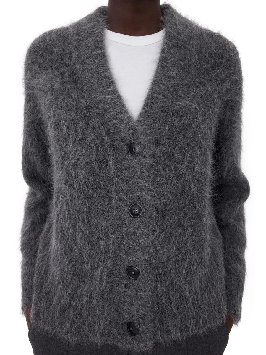 LYNN V NECK CARDIGAN LYNN ANTHRACITE MELANGE LOULOU STUDIO 
