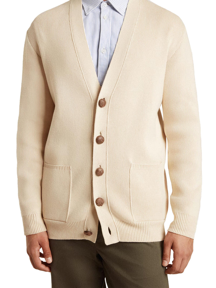 GOLDEN M'S KNIT CARDIGAN ORGANIC COTTON WITH LOGO GMP00946 P00197255550 GOLDEN GOOSE 