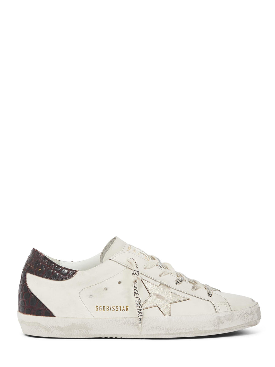 SUPER STAR LEATHER UPPER AND TOE LAMINATED STAR COCCO PRINT HEEL AND SPUR GWF00102 F00750582996 GOLDEN GOOSE 