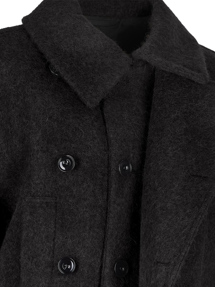 SHORT ASYMMETRICAL BATHROBE COAT CO1149 LF504BK999 LEMAIRE 