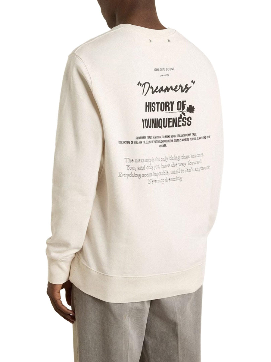 JOURNEY M'S CREW NECK SWEATSHIRT ORGANIC FLEECE WATER COLOUR AND PUFFERED PRINT GMP01223 P00213982432 GOLDEN GOOSE 
