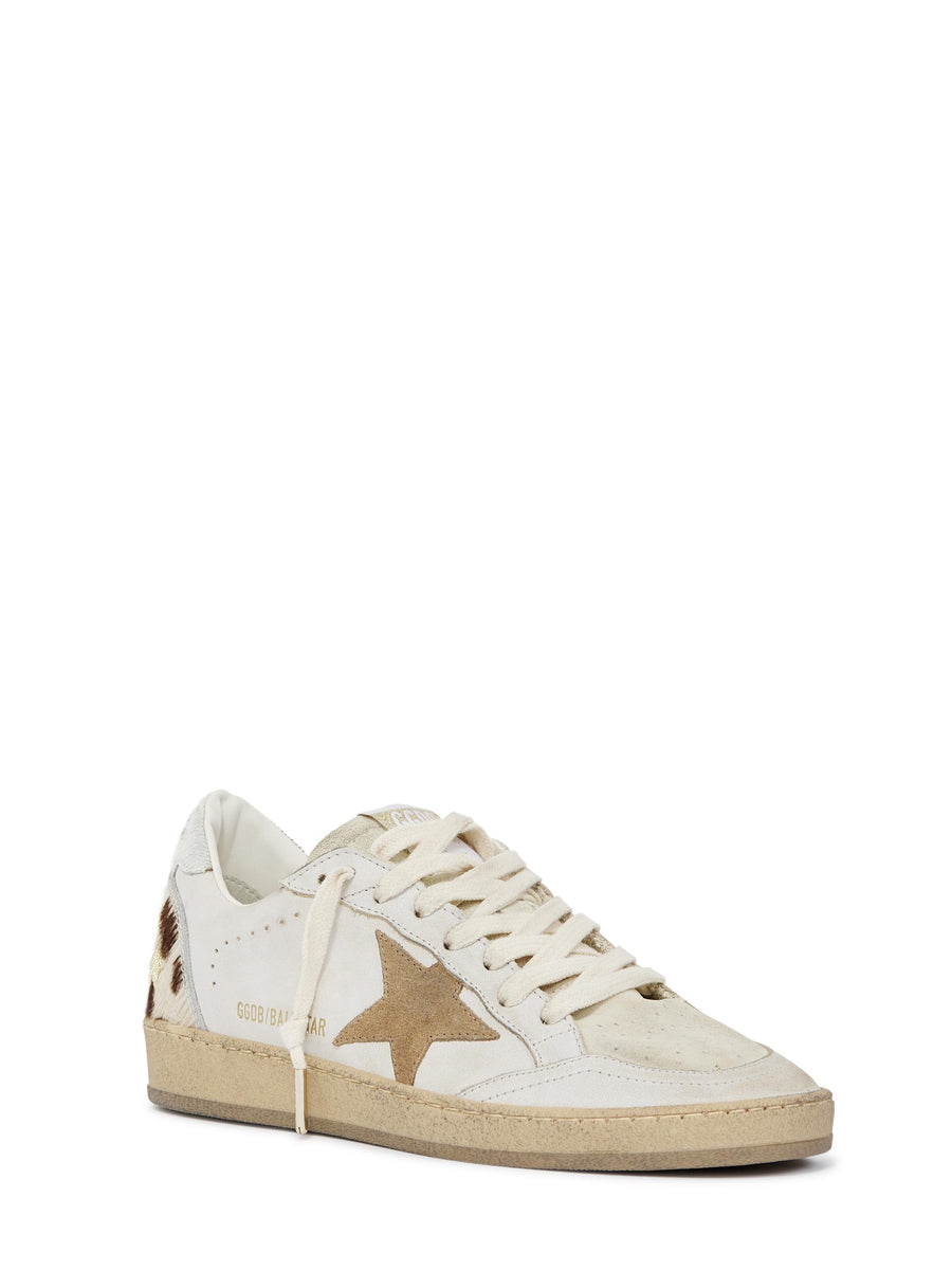 BALLSTAR LEATHER UPPER AND TOE SUED STAR HORSY COW PRINTED HEEL AND SPUR GWF00117 F00756383103 GOLDEN GOOSE 