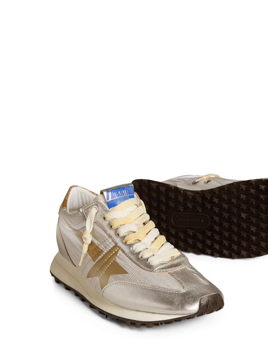 RUNNING MARATHON NYLON UPPER LAMINETED TOE AND SPUR PRINTED STAR GLITTER HEEL GWF00683 F00549070138 GOLDEN GOOSE 