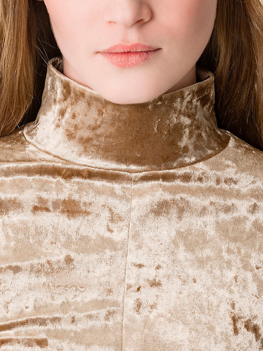 IRIDESCENT STRETCH VELVET TURTLENECK T-SHIRT 14100 F48A1517 FORTE FORTE 