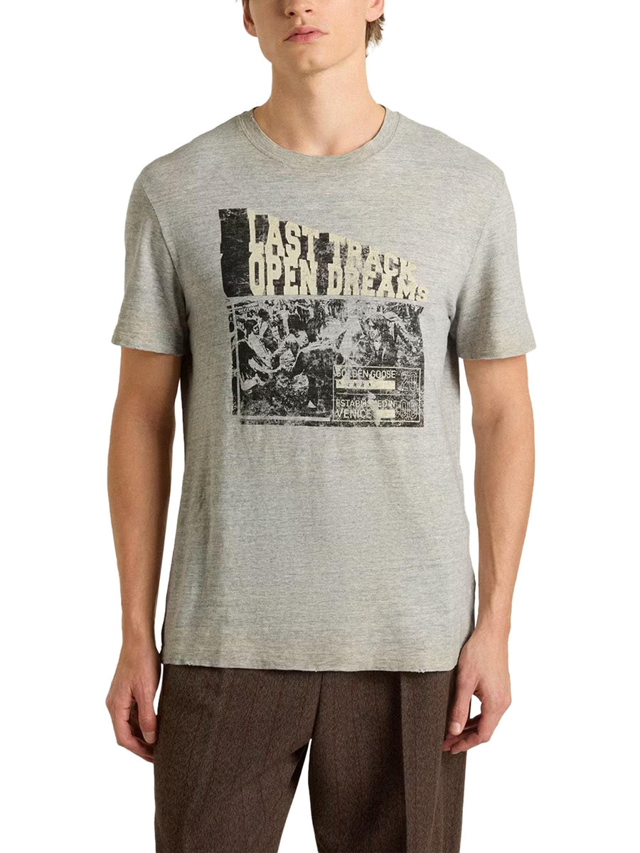 JOURNEY M'S T-SHIRT REGULAR SLUB JERSEY VINTAGE TREATMENT WITH PRINT GMP01220 P00214560255 GOLDEN GOOSE 