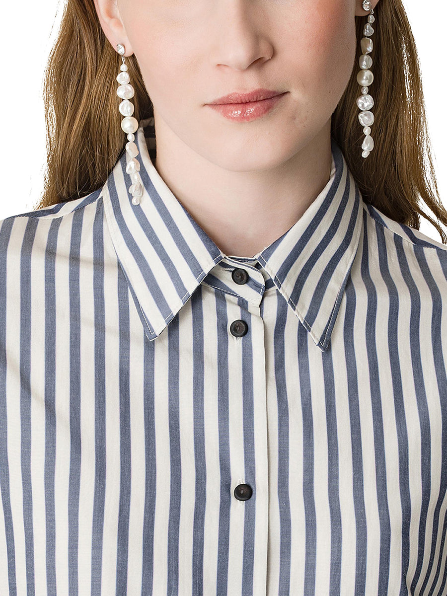 CHIC STRIPED TAFFETAS MASCULINE SHIRT 14399BIS F48M5013 FORTE FORTE 