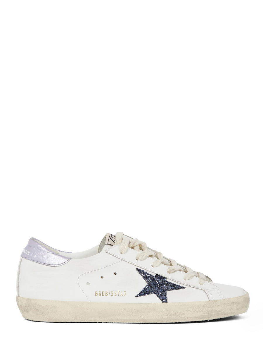 SUPER STAR LEATHER UPPER AND TOE GLITTER STAR LAMINATED HEEL GWF00101 F00753912282 GOLDEN GOOSE 